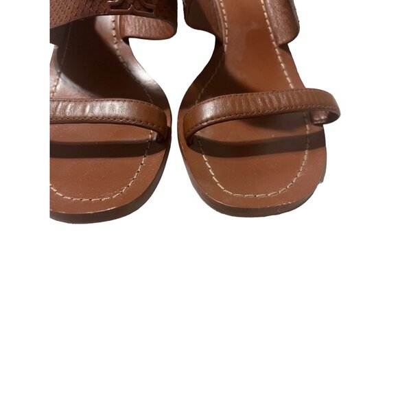 Tory Burch Heeled Open Toe Sandals Women's Size 9.5 M Leather Sole Leather Upper - Picture 6 of 10